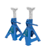 Ratchet Type Axle Stands (Pair) 2 Tonne Capacity per Stand - Blue