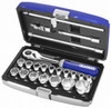 Britool Expert - 22Pc 1/2'' Square Drive Metric 6Pt Socket Set , Ratchet , Case - E032900
