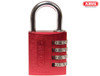 ABUS - 145/40 40mm Aluminium Combination Padlock Red 48829