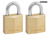 Master Lock - Solid Brass 20mm Padlock 3-Pin - Keyed Alike x 2