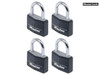 Master Lock - Aluminium Black Vinyl Cover 40mm Padlock 4-Pin - Keyed Alike x 4