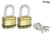 Master Lock - Excell™ Brass Finish 50mm Padlock 4-Pin - 38mm Shackle Keyed Alike x 2