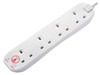 Masterplug - Extension Lead 240V 4-Gang 13A White Surge Protected 2m