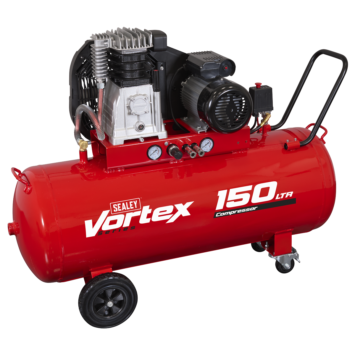 150L Belt Drive Air Compressor with Cast Cylinders & Wheels 3.5hp ...
