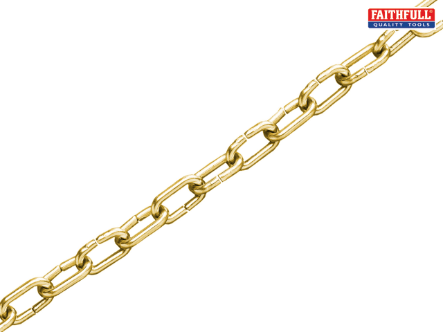 Faithfull Clock Chain Polished Brass 1.6mm x 10m Apex Tools Trading Ltd