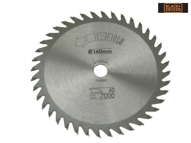 Black & Decker Circular Saw Blade 160 x 16mm x 40T Fine Cross Cut