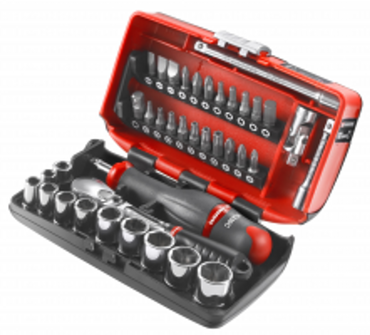 R.360NANOPB, Facom 38-Piece Metric 1/4 in Standard Socket/Bit Set with  Ratchet, 6 point; Hex Bit; Phillips Bit; Pozidriv Bit;