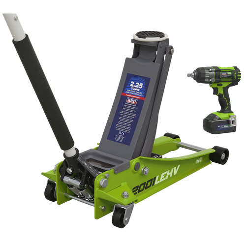 Trolley Jack & Cordless Impact Wrench Combo - Green