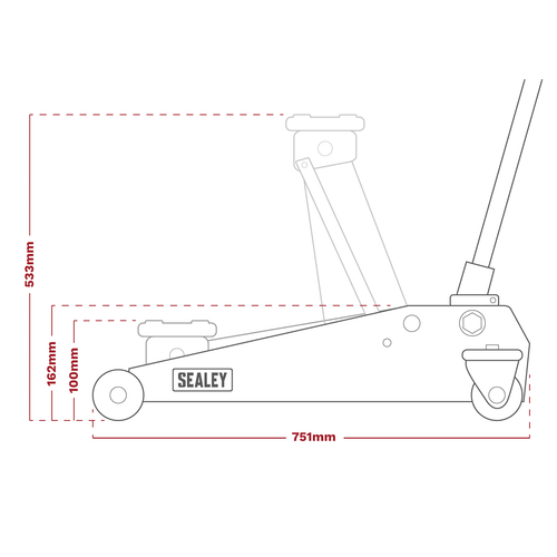 Premier Low Profile Trolley Jack with Rocket Lift 4 Tonne - Orange