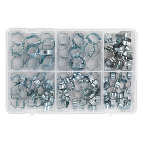Zinc Plated O-Clip Double Ear Assortment 140pc