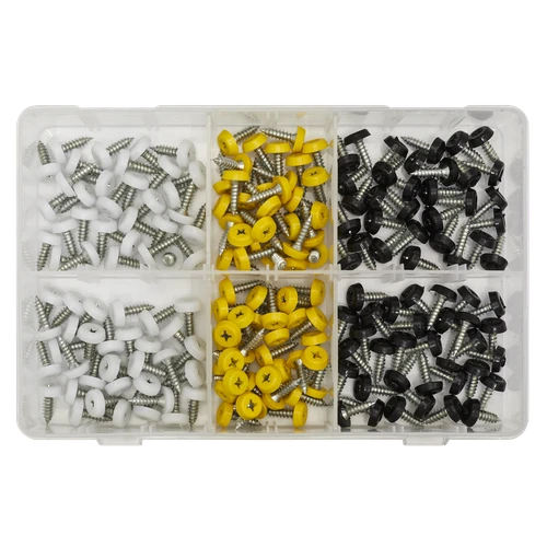 Numberplate Screw Assortment 4.8mm x 18mm 195pc - Plastic Enclosed Head