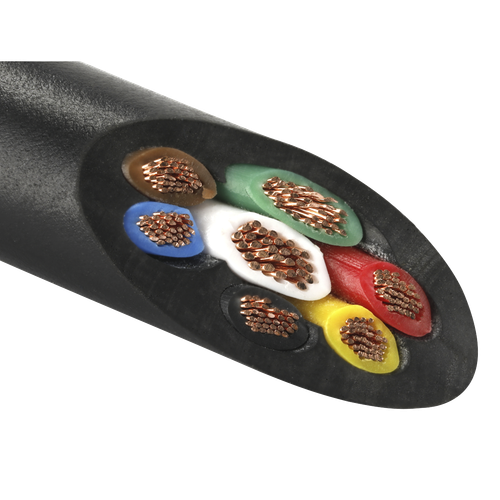 30m Thin Wall Automotive Cable 6 x 1mm² 32/0.20mm, 1 x 2mm² 28/0.30mm - Black