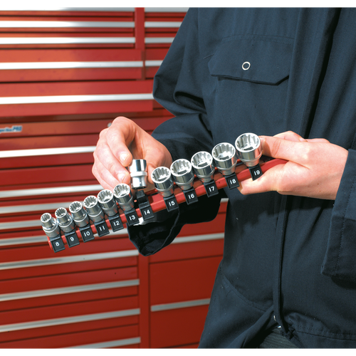 Premier Socket Retaining Rail with 12 Clips 3/8"Sq Drive