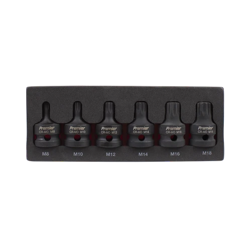 Premier Spline Impact Socket Bit Set 1/2"Sq Drive 6pc