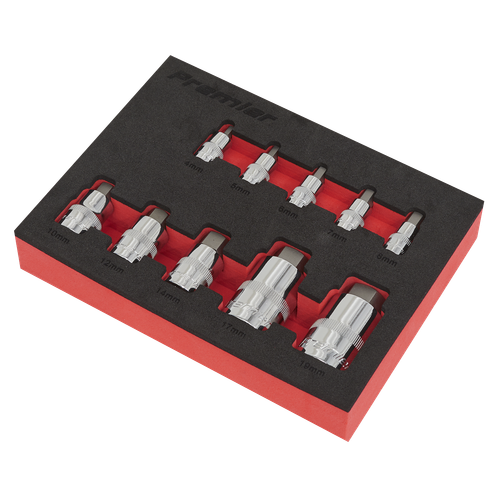 Premier Stubby Hex Socket Bit Set 1/4", 3/8" & 1/2"Sq Drive 10pc