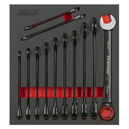 Premier Black Combination Ratchet Spanner Set 12pc