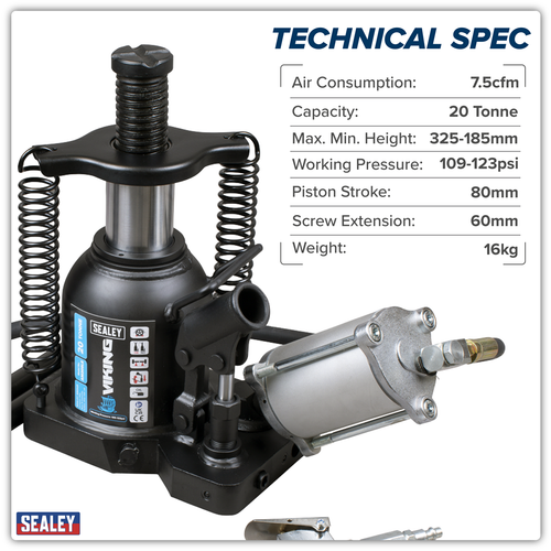 Viking Manual/Air Hydraulic Bottle Jack 20 Tonne