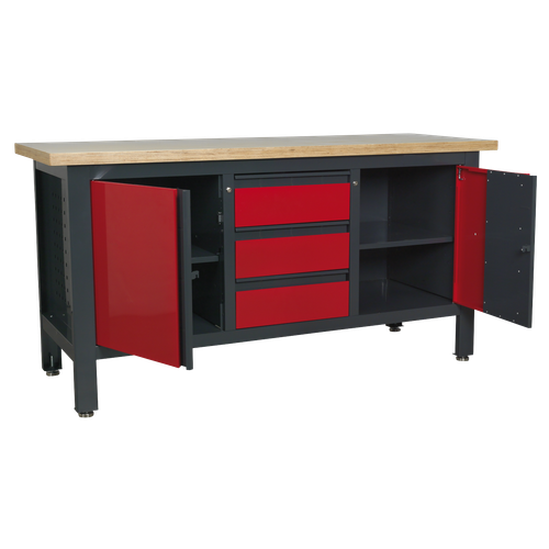 Workbench with 3 Drawers & 2 Cupboards