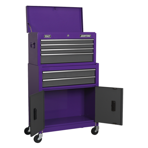 American PRO® Topchest & Rollcab Combination 6 Drawer - Purple/Grey