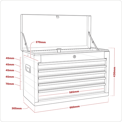 American PRO® Topchest 5 Drawer - Red