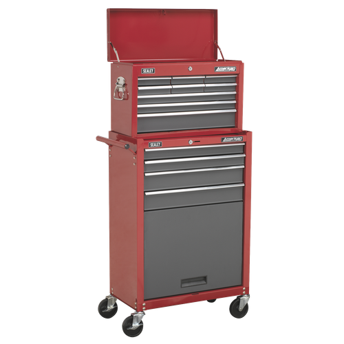 American PRO® Topchest & Rollcab Combination 13 Drawer - Red/Grey