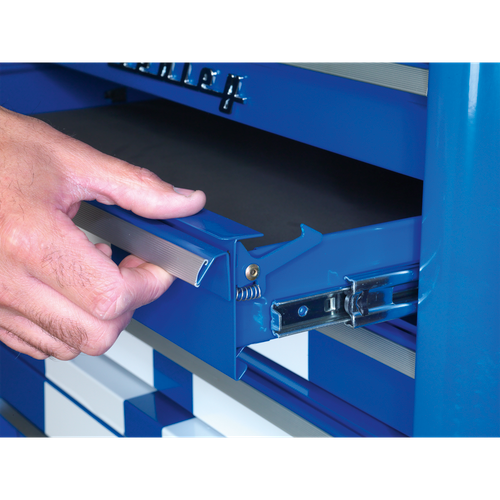 Premier™ Retro Style Topchest, Mid-Box Tool Chest & Rollcab Combination 10 Drawer - Blue with White Stripes