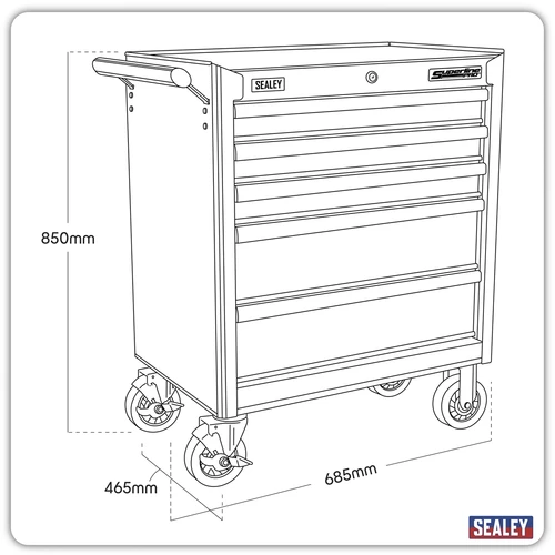 Superline PRO® Rollcab 5 Drawer - Red