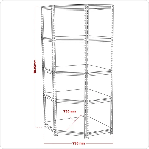 5-Level Corner Racking Unit 150kg Capacity Per Level