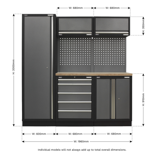 Superline PRO® Storage System with Wood Worktop 1.96m
