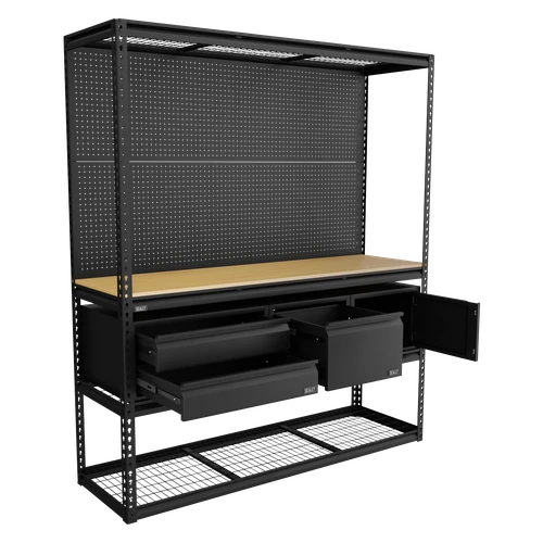 Heavy-Duty Modular Workbench & Racking Kit with 3 Storage Units