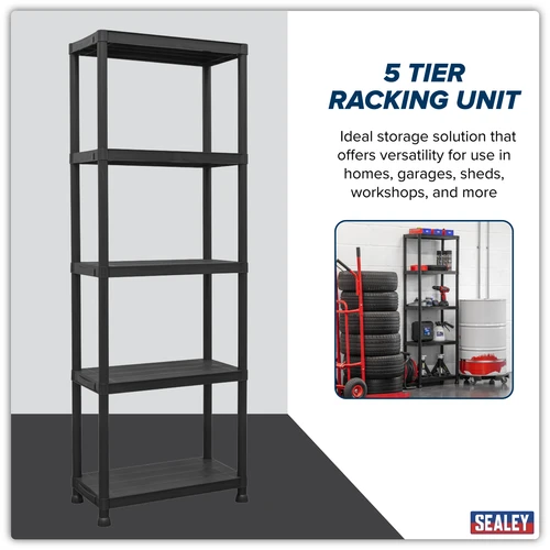 Plastic Racking Unit with 5 Shelves 25kg Capacity Per Level
