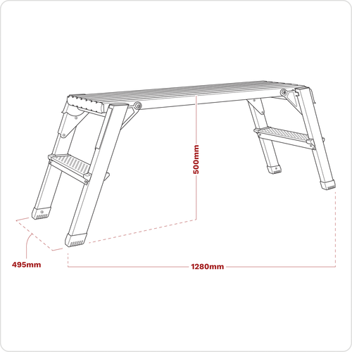 Folding Platform 2-Tread Aluminium - EN 131-4