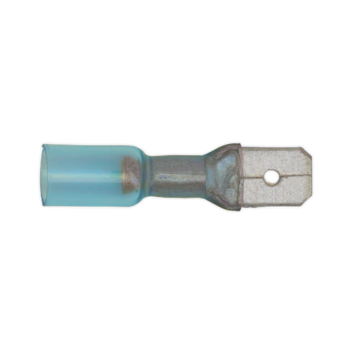 Heat Shrink Push-On Male Terminal 6.3mm, Blue - Pack of 25