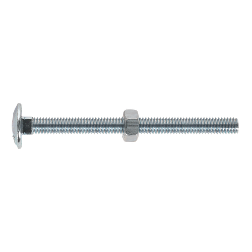 Zinc Plated Coach Bolt & Nut M6 x 75mm, DIN 603 - Pack of 100