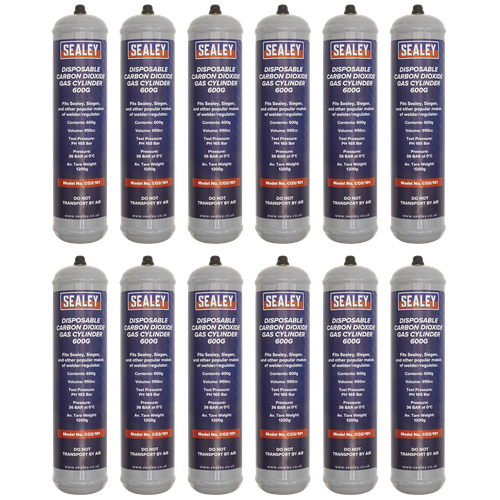 Disposable Carbon Dioxide Gas Cylinder 600g - Box of 12