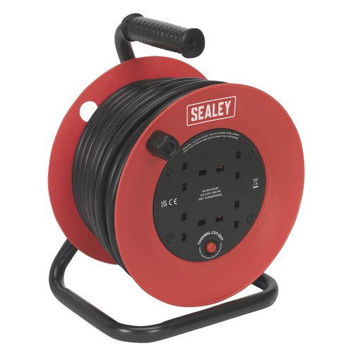25m Heavy-Duty Cable Reel with Thermal Trip 4 x 230V