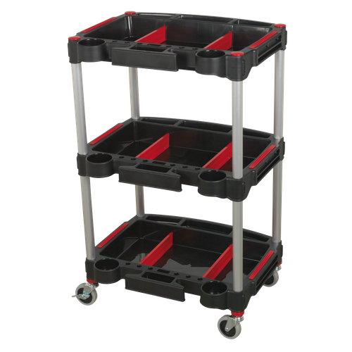 Composite Workshop Trolley with Parts Storage 3-Level