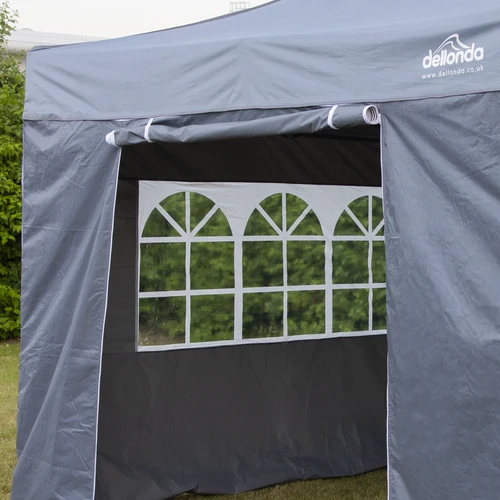 Dellonda Premium 3x3m Pop-Up Gazebo & Side Walls, PVC Coated, Water-Resistant Fabric with Carry Bag, Rope, Stakes & Weight Bags - Grey