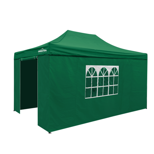 Dellonda Premium 3x4.5m Pop-Up Gazebo & Side Walls, PVC Coated, Water-Resistant Fabric with Carry Bag, Rope, Stakes & Weight Bags - Green
