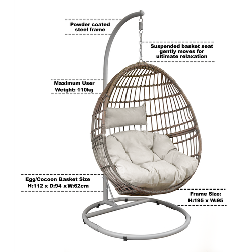 Dellonda Single Swinging Egg Chair with Cushion