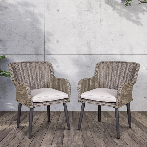 Dellonda Buxton Rattan Wicker Outdoor Chairs Set 2pc
