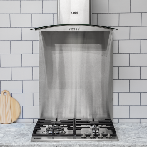 Baridi Curved Glass Cooker Hood with Carbon Filters & LED Lights 60cm - Stainless Steel