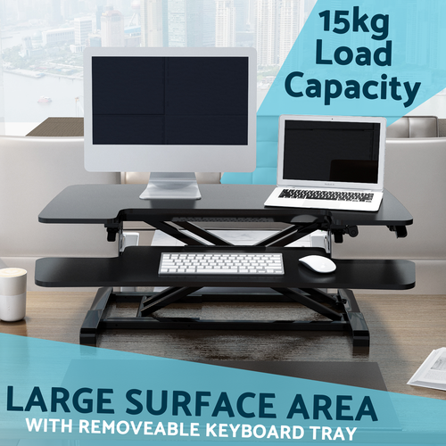 Dellonda 89cm Adjustable-Height Standing Desk Riser 15kg Capacity