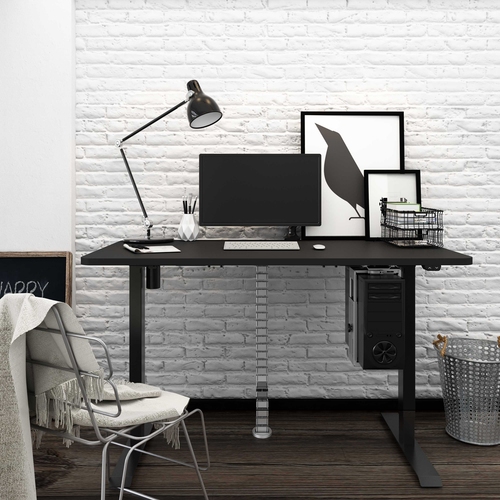 Dellonda Single Motor Ultra-Quiet Adjustable-Height Desk Frame 70kg Capacity - Black