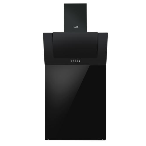 Baridi Angled Chimney Cooker Hood with Carbon Filters, LED Lamp & Splashback - Black Glass
