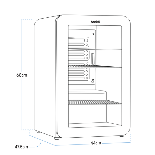 Baridi Retro Style Drinks/Beer & Wine Fridge 70L Capacity