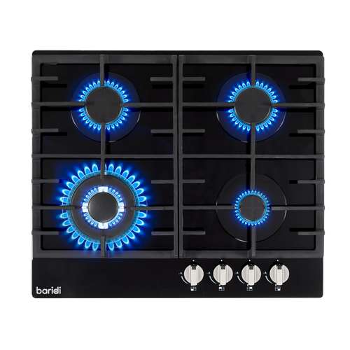 Baridi Gas Hob with 4 Cooking Zones 60cm - Black