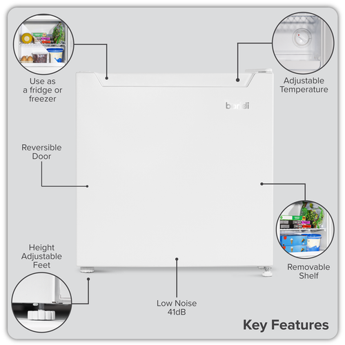 Baridi Mini Tabletop Fridge/Freezer, 31L Capacity - White