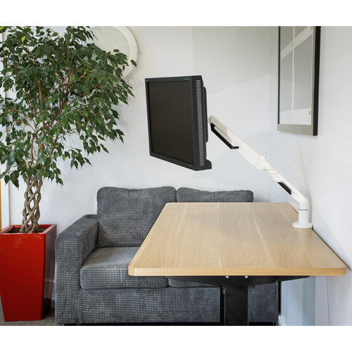 Dellonda Adjustable Single Monitor Arm with 360° Rotation - White