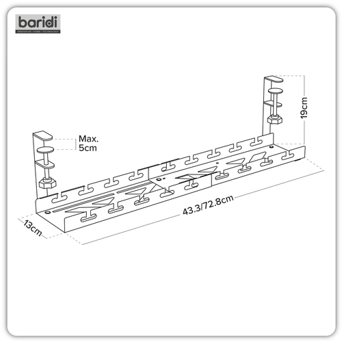 Dellonda Extendable Cable Management Tray 435/730 x 130 x 190 - Black